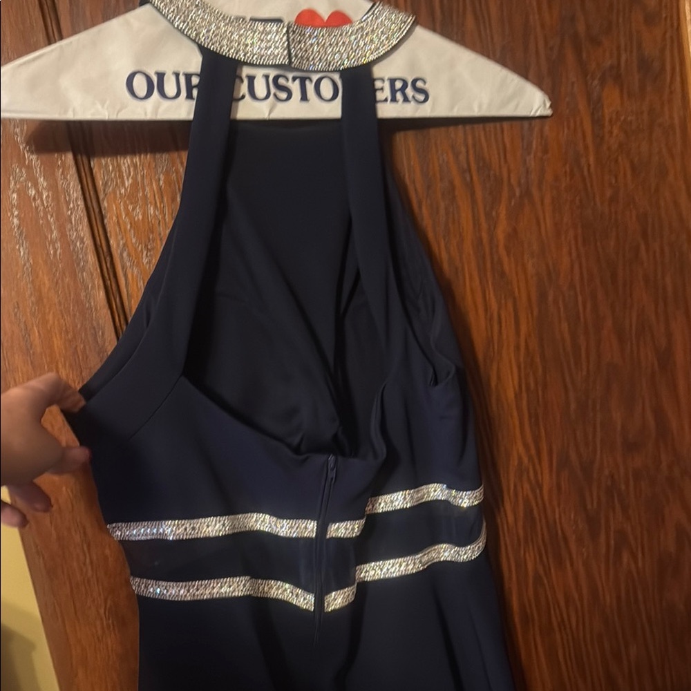 Navy Halter Dress with Silver Accents - Picture 3 of 3